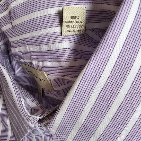 Tommy Bahama Dress Shirt Men's 16.5/36-37 Purple Oxford Pin Striped 100% Cotton - Picture 10 of 10